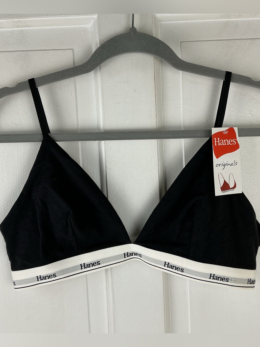 Hanes Originals Women’s Stretch Cotton Triangle Bra Black XL